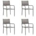 5 Piece Garden Dining Set Grey And Black Poly Rattan Steel