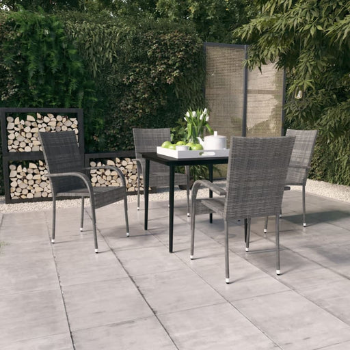 5 Piece Garden Dining Set Grey and Black Tbkkabn