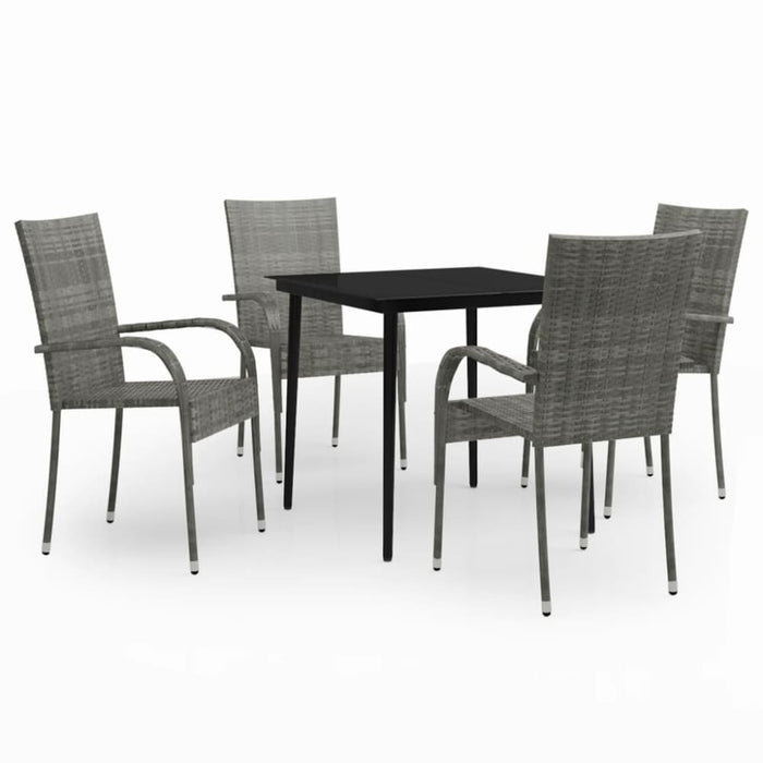 5 Piece Garden Dining Set Grey and Black Tbkkabn