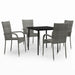 5 Piece Garden Dining Set Grey and Black Tbkkabn