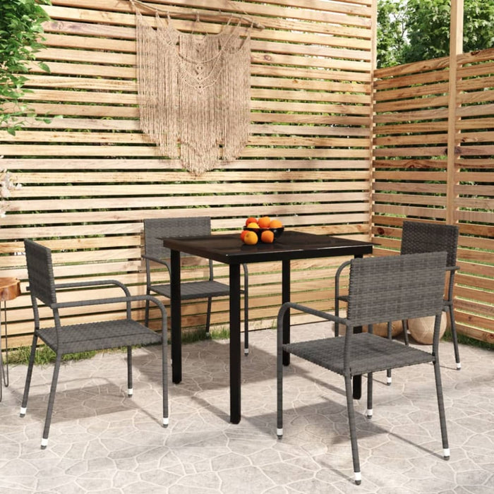 5 Piece Garden Dining Set Grey Tbkkpna