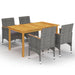 5 Piece Garden Dining Set Grey Tbliiib