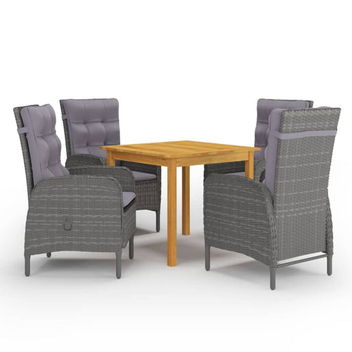 5 Piece Garden Dining Set Grey Tblilno