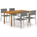 5 Piece Garden Dining Set Grey Tblinxk