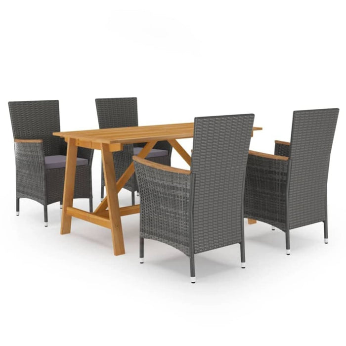 5 Piece Garden Dining Set Grey Tblniab