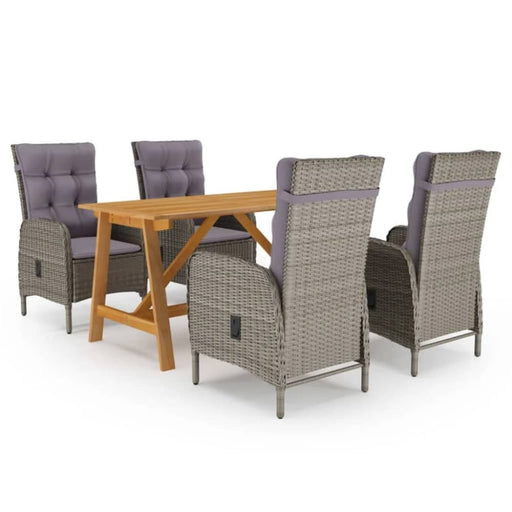 5 Piece Garden Dining Set Grey Tblniao