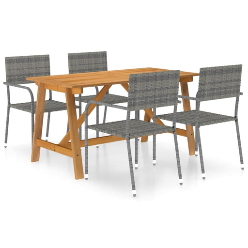 5 Piece Garden Dining Set Grey Tblniin