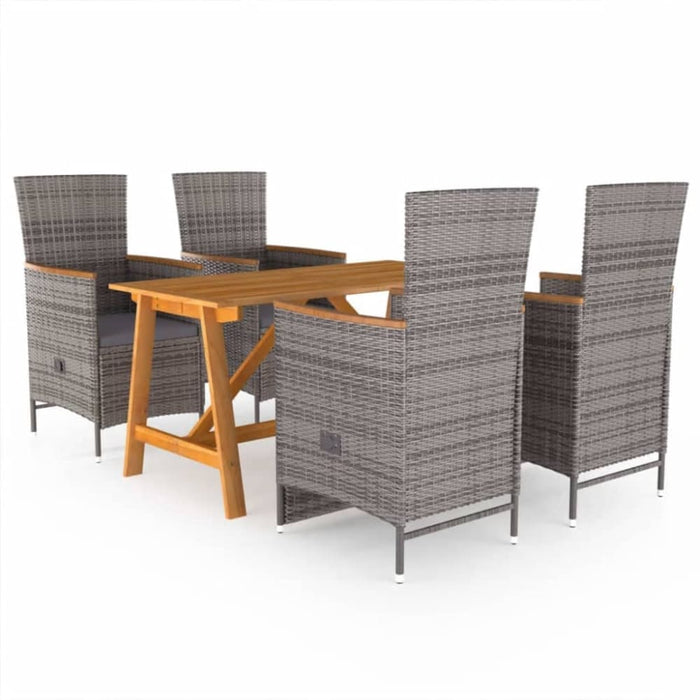 5 Piece Garden Dining Set Grey Tblnilo