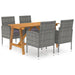 5 Piece Garden Dining Set Grey Tblninb