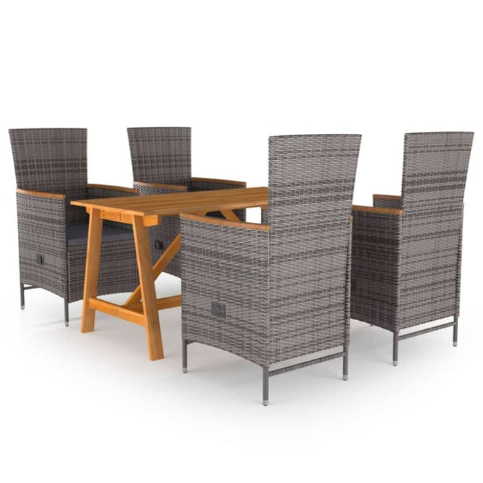 5 Piece Garden Dining Set Grey Tblnipn