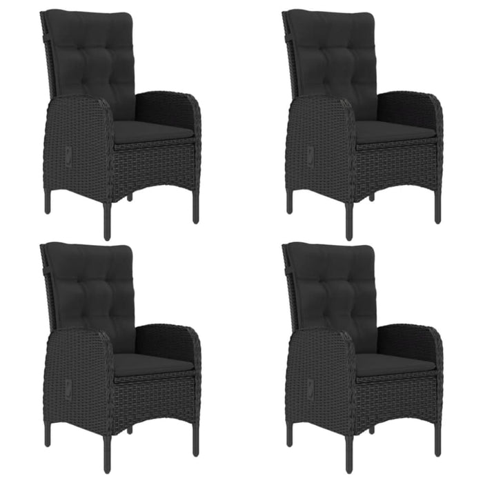 5 Piece Garden Dining Set Poly Rattan And Acacia Wood Black