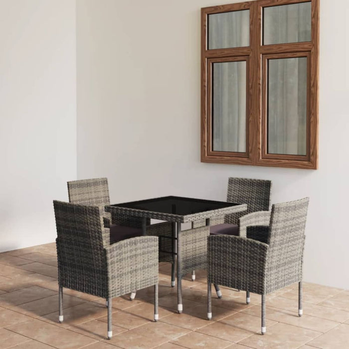 5 Piece Garden Dining Set Poly Rattan Anthracite Tbpkaop