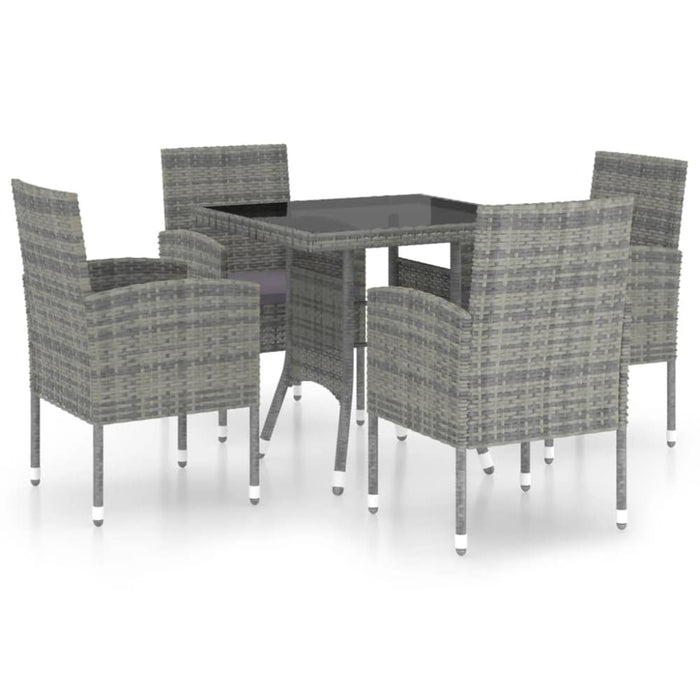 5 Piece Garden Dining Set Poly Rattan Anthracite Tbpkaop