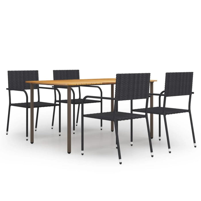 5 Piece Garden Dining Set Poly Rattan Black Tbixaki