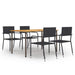 5 Piece Garden Dining Set Poly Rattan Black Tbixaki