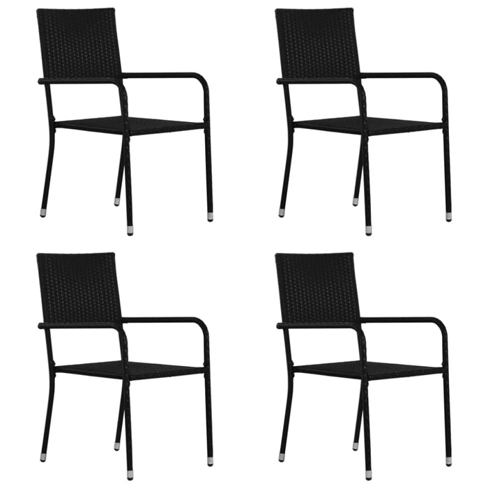 5 Piece Garden Dining Set Poly Rattan Black Tbixaki