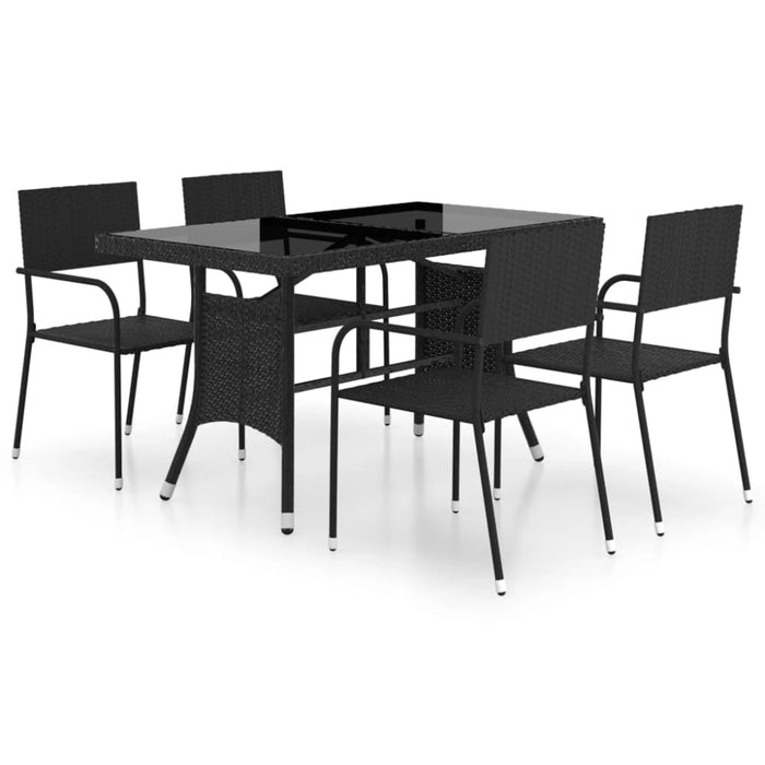 5 Piece Garden Dining Set Poly Rattan Black Tbpkaaa