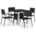 5 Piece Garden Dining Set Poly Rattan Black Tbpkaax