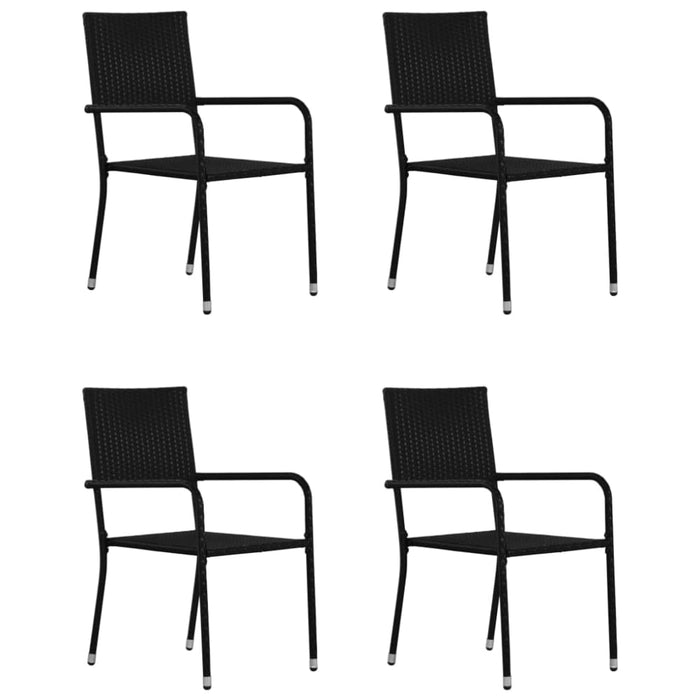 5 Piece Garden Dining Set Poly Rattan Black Tbpkaax