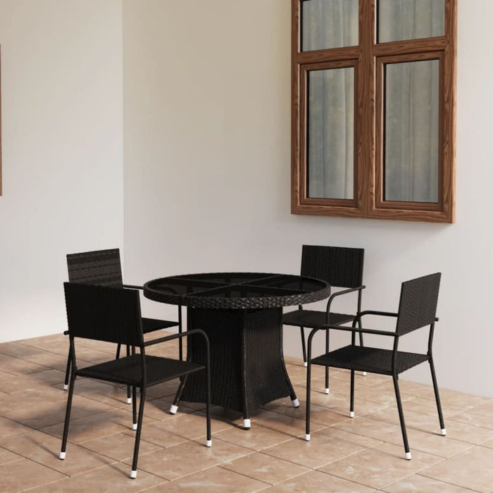 5 Piece Garden Dining Set Poly Rattan Black Tbpkapx