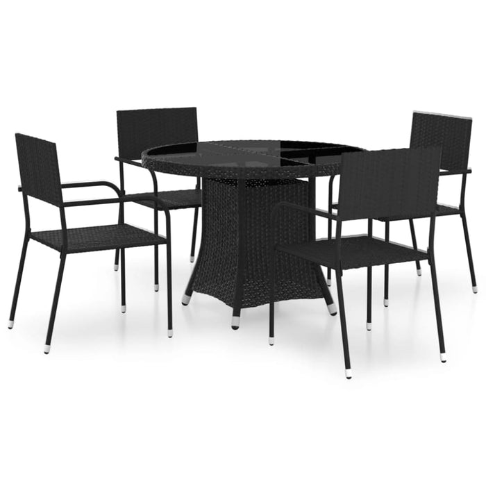 5 Piece Garden Dining Set Poly Rattan Black Tbpkapx