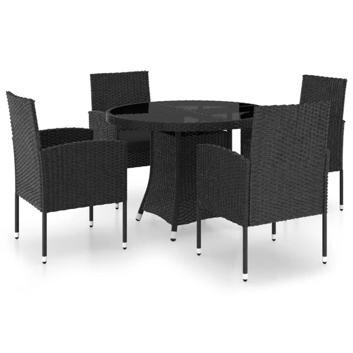 5 Piece Garden Dining Set Poly Rattan Black Tbpkaxk