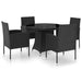 5 Piece Garden Dining Set Poly Rattan Black Tbpkaxk