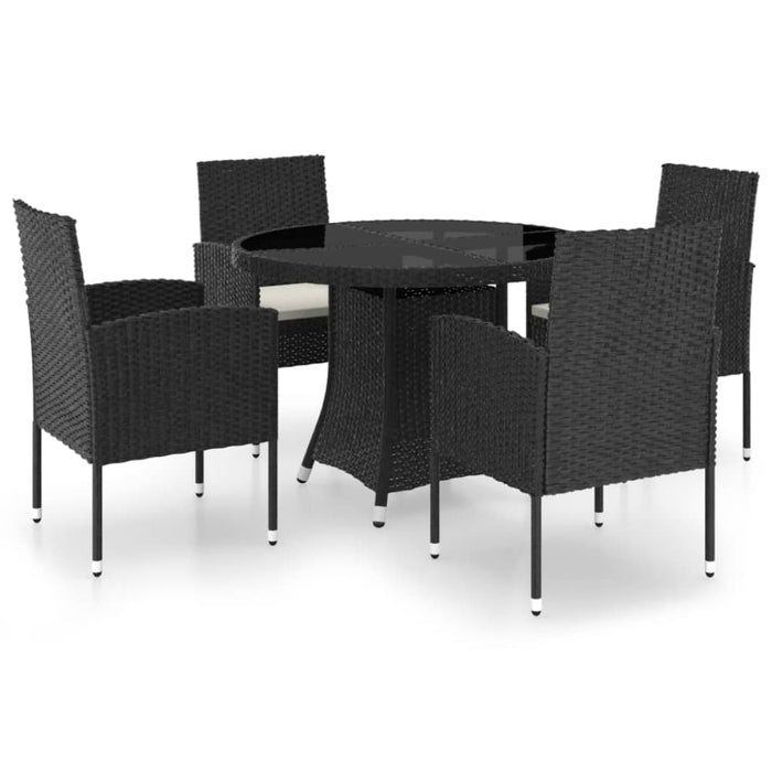 5 Piece Garden Dining Set Poly Rattan Black Tbpkaxn