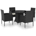 5 Piece Garden Dining Set Poly Rattan Black Tbpkaxn