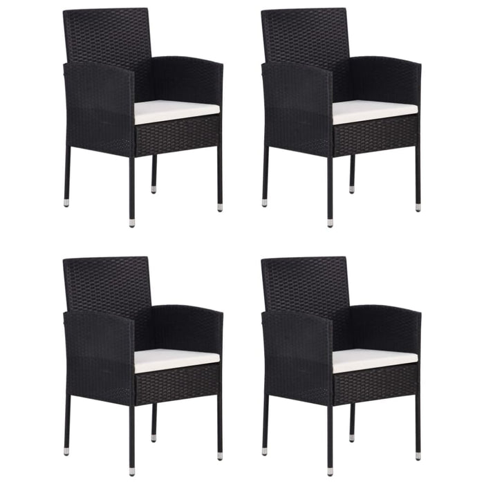 5 Piece Garden Dining Set Poly Rattan Black Tbpkaxn