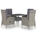 5 Piece Garden Dining Set Poly Rattan and Glass Grey Tbpnpxa