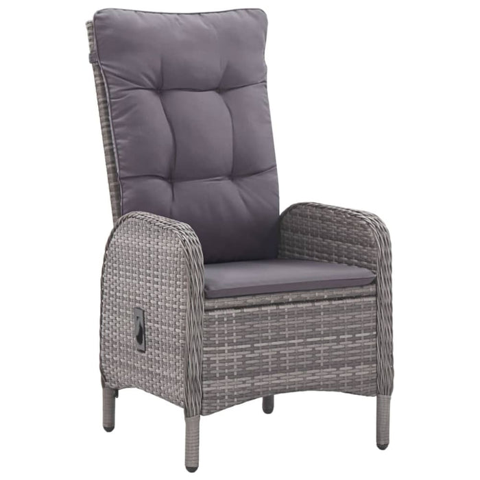 5 Piece Garden Dining Set Poly Rattan and Glass Grey Tbpnpxa