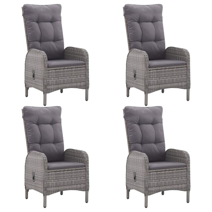 5 Piece Garden Dining Set Poly Rattan and Glass Grey Tbpnpxa