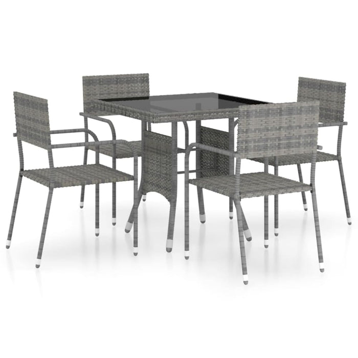 5 Piece Garden Dining Set Poly Rattan Grey Tbpkaat