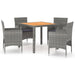 5 Piece Garden Dining Set Poly Rattan & Solid Acacia Wood
