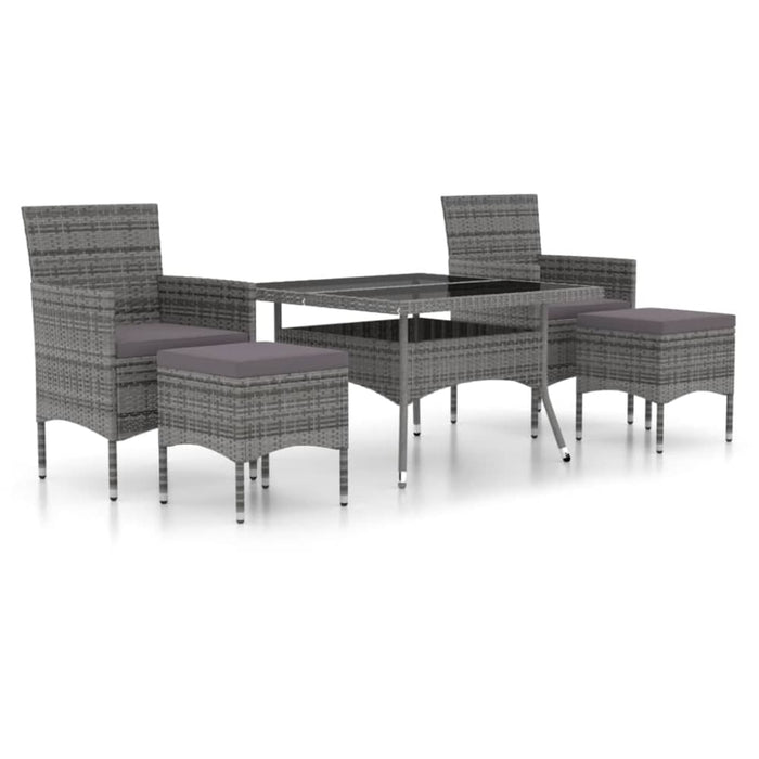 5 Piece Garden Dining Set Poly Rattan and Tempered Glass