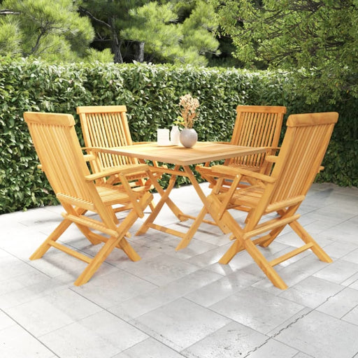 5 Piece Garden Dining Set Solid Teak Wood Tbpkpna