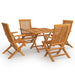 5 Piece Garden Dining Set Solid Teak Wood Tbpkpna