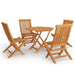 5 Piece Garden Dining Set Solid Teak Wood Tbpkpno