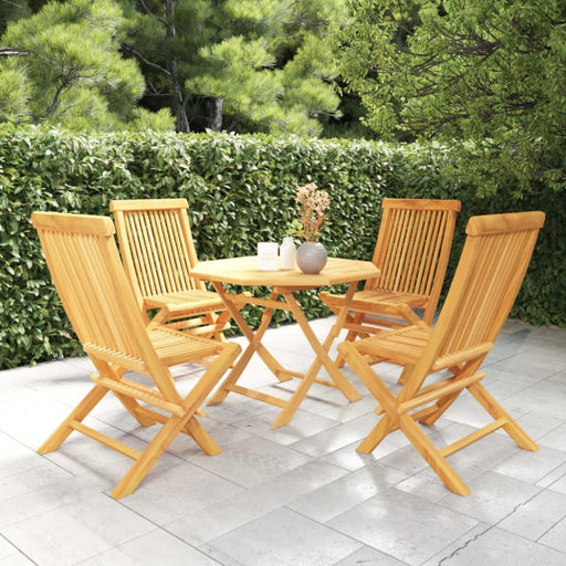 5 Piece Garden Dining Set Solid Teak Wood Tbpkpno