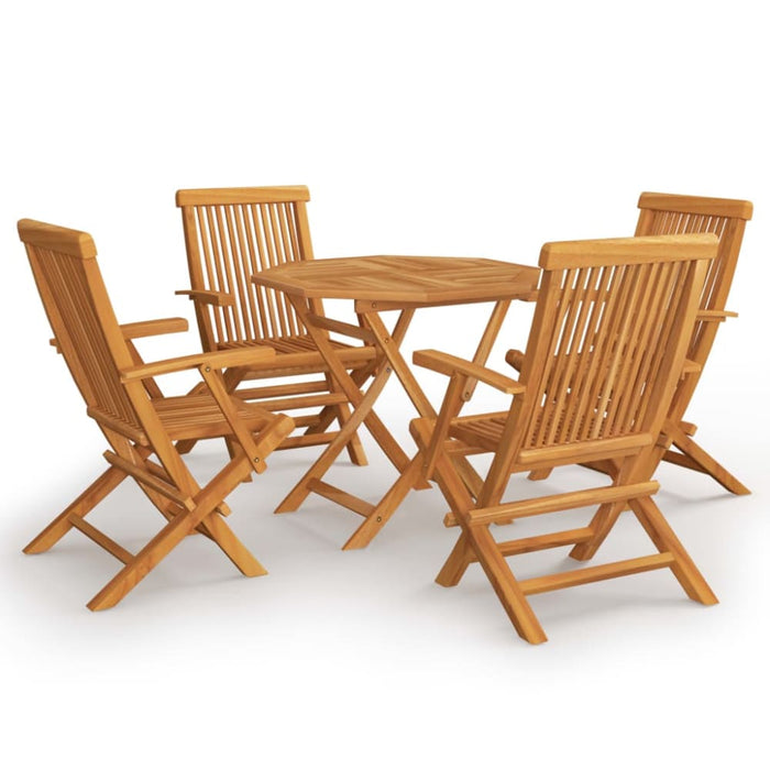 5 Piece Garden Dining Set Solid Teak Wood Tbpkpnx