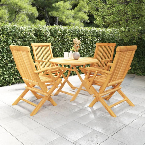 5 Piece Garden Dining Set Solid Teak Wood Tbpkpnx