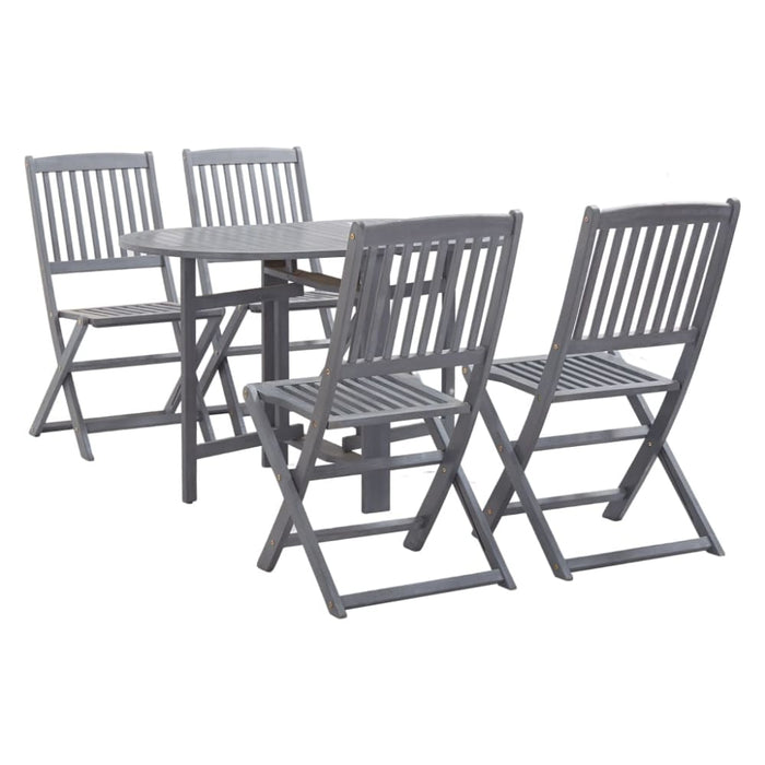 5 Piece Garden Dining Set Solid Wood Acacia Grey Xinkxl
