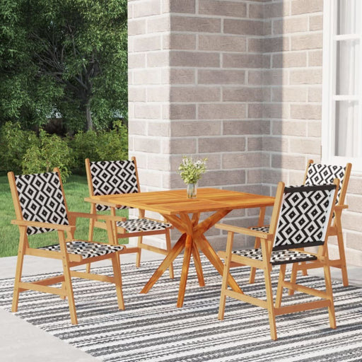 5 Piece Garden Dining Set Solid Wood Acacia Tbnioab