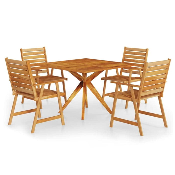 5 Piece Garden Dining Set Solid Wood Acacia Tbniotk