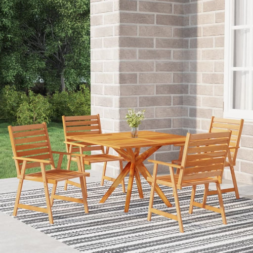 5 Piece Garden Dining Set Solid Wood Acacia Tbniotk