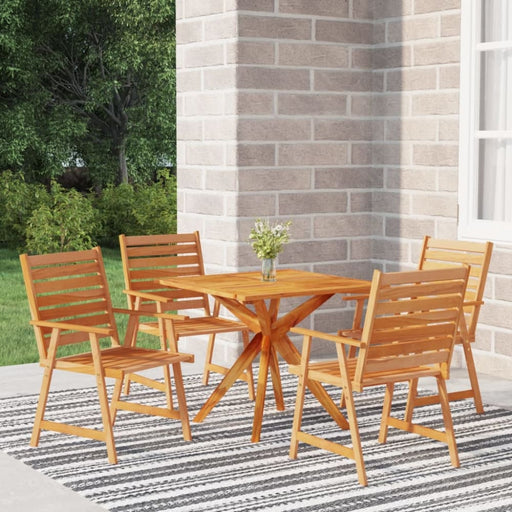 5 Piece Garden Dining Set Solid Wood Acacia Tbniotl
