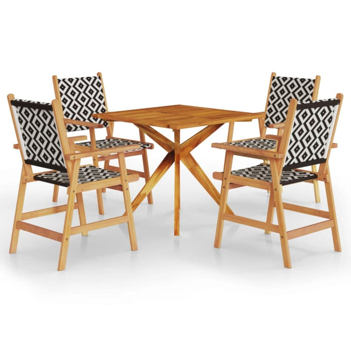 5 Piece Garden Dining Set Solid Wood Acacia Tbniotn