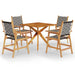 5 Piece Garden Dining Set Solid Wood Acacia Tbniotn