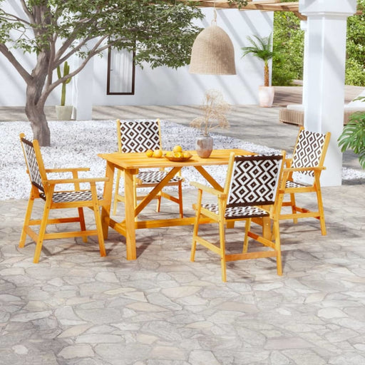 5 Piece Garden Dining Set Solid Wood Acacia Tbnioxa